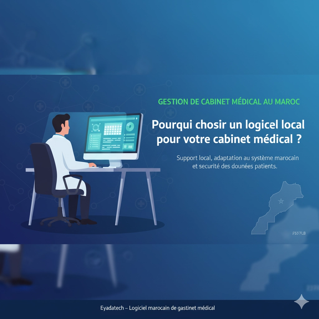Bannière Eyadatech pour la gestion de cabinet médical au Maroc avec un logiciel local